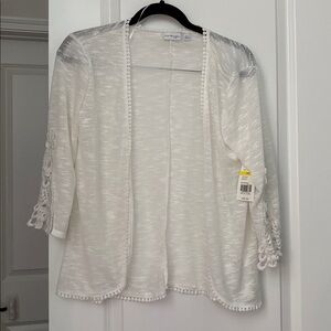 Kim Rogers White Open-Front Cardigan